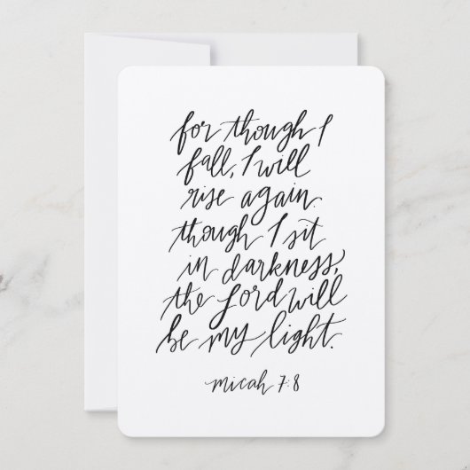 ミカー7:8手書き聖書の詩 サンキューカード (正面)
