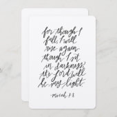 ミカー7:8手書き聖書の詩 サンキューカード (正面/裏面)