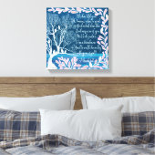 ミカ6:8ティール（緑がかった色）ブルーホワイトツリーバードバイブル聖句 キャンバスプリント (インサイチュ (寝室))