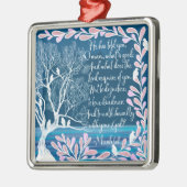 ミカ6:8ティール(緑がかった色)ブルーホワイトツリーバードバイブル聖句 メタルオーナメント (左)