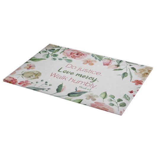 ミカ6:8ピンクフローラ水色 カッティングボード (角)