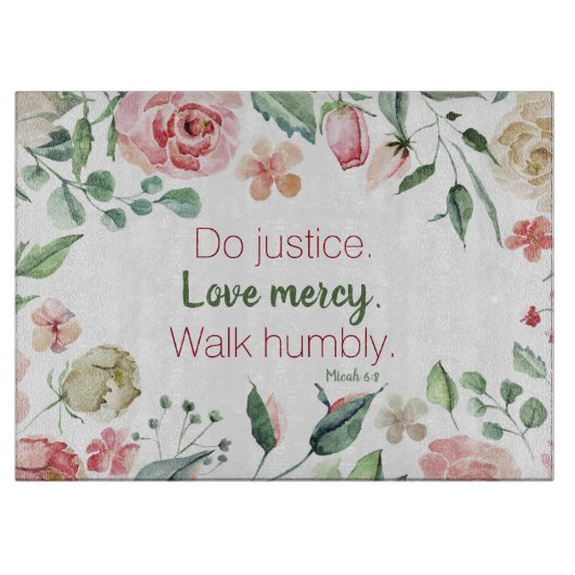 ミカ6:8ピンクフローラ水色 カッティングボード (正面)