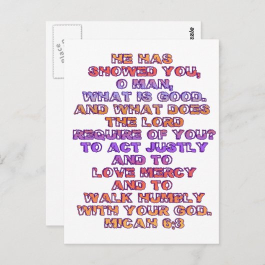 ミカ6:8 ポストカード (正面/裏面)