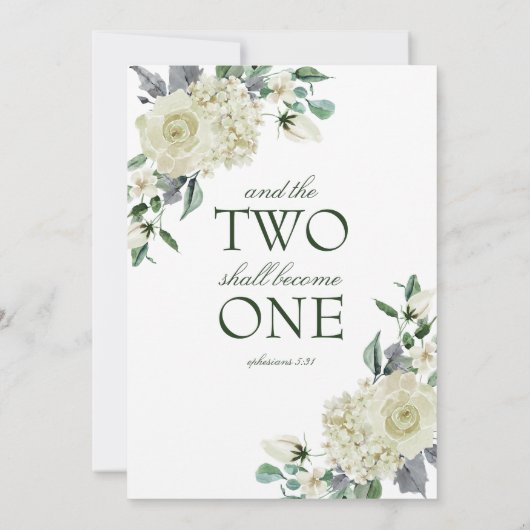 ミガンエレガントグリーンリー白カソリッ結婚クス 招待状 (裏面)