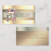 ミキエレガントサの花、フェイク金ゴールドストライプ 名刺 (正面/裏面)