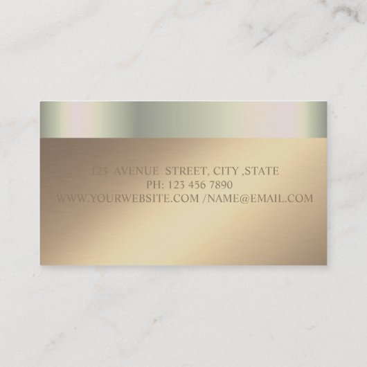 ミキエレガントサの花、フェイク金ゴールドストライプ 名刺 (裏面)