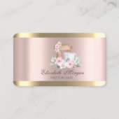 ミキサエレガントーフラワー金ゴールドストライプバラ金ゴールドベーカリー 名刺 (正面)