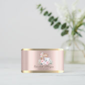 ミキサエレガントーフラワー金ゴールドストライプバラ金ゴールドベーカリー 名刺 (スタンド正面)