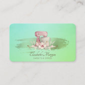 ミキサモダンーフラワーバラ金ゴールドブラシストロークグリーン 名刺 (正面)