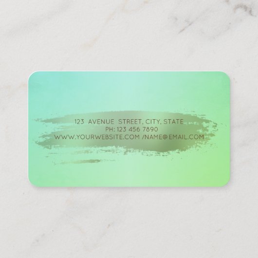 ミキサモダンーフラワーバラ金ゴールドブラシストロークグリーン 名刺 (裏面)