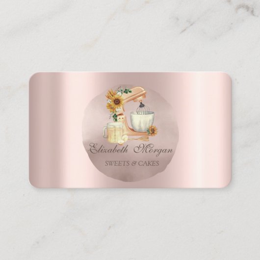 ミキサーサンフラワーズバラ金ゴールド円 名刺 (正面)