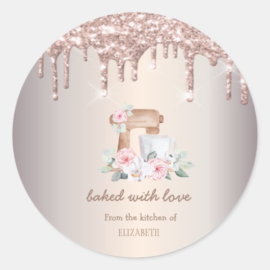 ミキサーバラ、バラ金ゴールドグリッタードライブベーカリー ラウンドシール (正面)