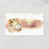 ミキサーヒマワリ、金ゴールドドット、ブラシストローク 名刺 (正面)