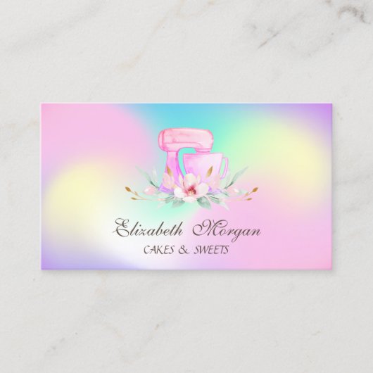 ミキサーフラワースイーツベーカリーホログラフィック 名刺 (正面)