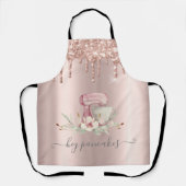 ミキサーフラワーズグリッタードリップバラ金ゴールド エプロン (正面)