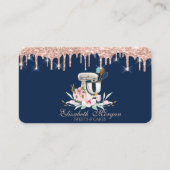 ミキサーフラワーズグリッタードリップベーカリーネイビーブルー 名刺 (正面)