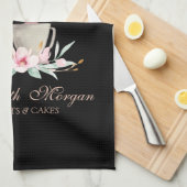 ミキサーフラワーズバラ金ゴールドドリップベーカリーブラック キッチンタオル (四つ折り)