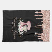 ミキサーフラワーズバラ金ゴールドドリップベーカリーブラック キッチンタオル (横)