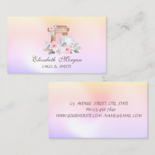 ミキサーフラワーベーカリーホログラフィック 名刺 (正面/裏面)