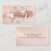 ミキサーフラワー、紙吹雪、葉、ブラシストローク 名刺 (正面/裏面)