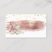 ミキサーフラワー、金ゴールドドット、ブラシストローク 名刺 (正面)