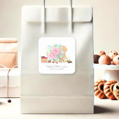 ミキサー付きデザートと愛焼いたバラ スクエアシール