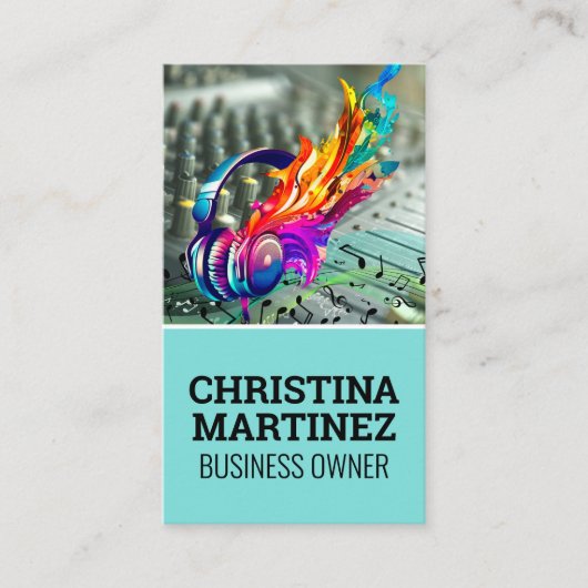 ミキサー楽器 | 音符ヘッドフォン 名刺 (正面)