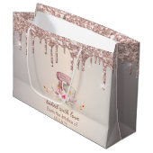 ミキサー フラワー ローズゴールド グリッター ドリップ ベーカリー ラージペーパーバッグ (正面アングル)