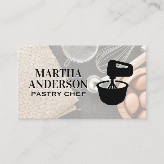 ミキシングボウルのアイコン | ベーキング成分 名刺 (正面)