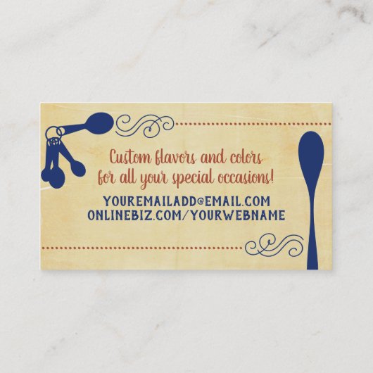 ミキシングボウルウィスクヴィンテージベーカリーのペストリーシェフケーキ 名刺 (裏面)