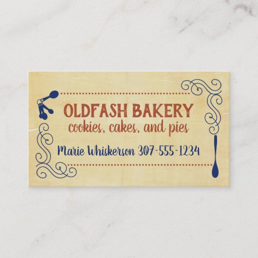 ミキシングボウルウィスクヴィンテージベーカリーのペストリーシェフケーキ 名刺 (正面)