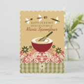 ミキシングボウル飛んでいるウィスク器具クリスマスカード シーズンカード (スタンド正面)