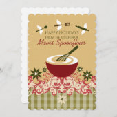 ミキシングボウル飛んでいるウィスク器具クリスマスカード シーズンカード (正面/裏面)