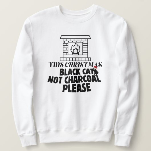 ミキチおもしろいェス黒猫xマス炭サンタ スウェットシャツ (デザイン正面)