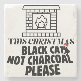 ミキチおもしろいェス黒猫xマス炭サンタ ストーンコースター