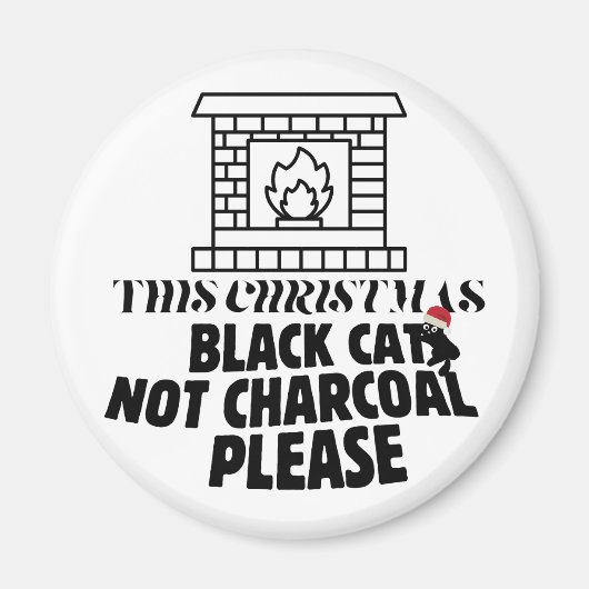 ミキチおもしろいェス黒猫xマス炭サンタ マグネット (正面)