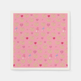 ミキチエスかわいいプレツェルパン居心地の良いバレンタインパストリー スタンダードカクテルナプキン