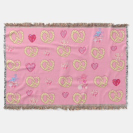 ミキチエスかわいいプレツェルパン居心地の良いバレンタインパストリー スローブランケット