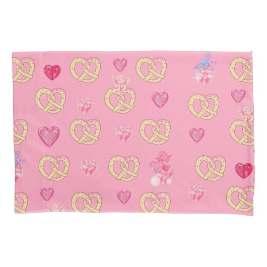 ミキチエスかわいいプレツェルパン居心地の良いバレンタインパストリー 枕カバー (正面左)