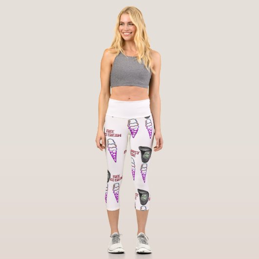 ミキチエスのアイスクリームジェラート転動ロックグリーン カプリレギンス (正面)