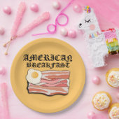 ミキチエスのアメリカの朝食ベーコンの卵7月ピクニック ペーパープレート (パーティー)