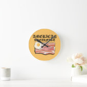 ミキチエスのアメリカの朝食ベーコンの卵7月ピクニック ラウンド壁時計 (ホーム)