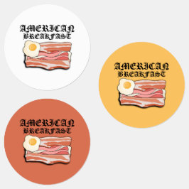 ミキチエスのアメリカの朝食ベーコンの卵7月ピクニック ラベル