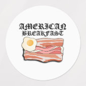 ミキチエスのアメリカの朝食ベーコンの卵7月ピクニック ラベル (デザイン1)