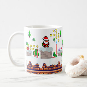ミキチエスのクリスマスサンタスノーボードのクルーのペンギン コーヒーマグカップ