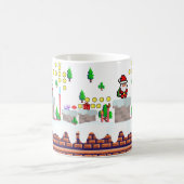 ミキチエスのクリスマスサンタスノーボードのクルーのペンギン コーヒーマグカップ (中央)