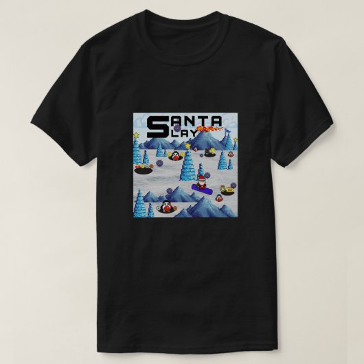 ミキチエスのクリスマスサンタスノーボードのクルーのペンギン Tシャツ (デザイン正面)