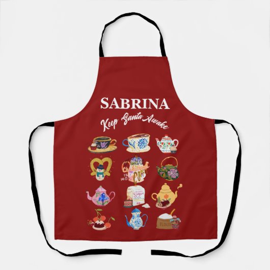 ミキチエスのコーヒークリスマス引用文かわいいカフェイン エプロン (正面)