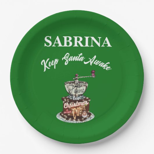 ミキチエスのコーヒークリスマス引用文かわいいカフェイン ペーパープレート (正面)