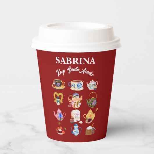 ミキチエスのコーヒークリスマス引用文かわいいカフェイン 紙コップ (正面)